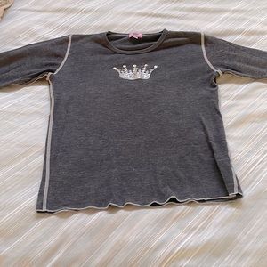 Bling! Sequin crown LS shirt. Yvette Mandell size M